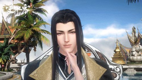 玩家角色轻触侠缘角色，触发细腻动画互动，周围飘散爱心与光效