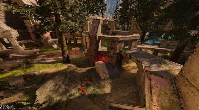 多人模式地图测试界面截图，显示早期《光环2》网络对战的UI设计雏形