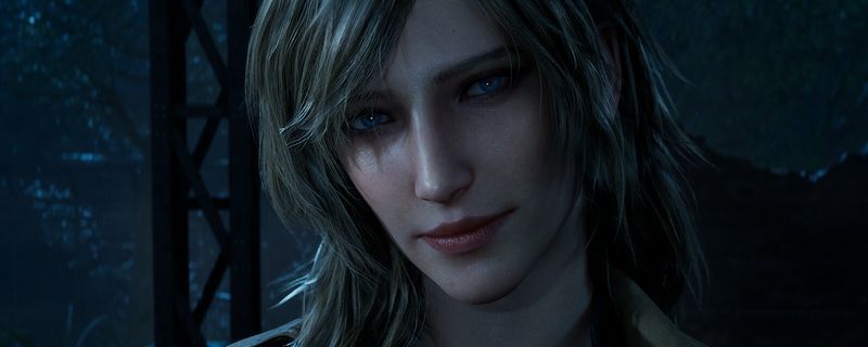 《合金装备3：重制版》游戏中主角在丛林中潜行的场景，周围环境阴暗，充满紧张氛围