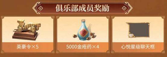 星级俱乐部奖励示意图，突出定制聊天框等专属标识