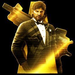 玩家角色Snake潜行接近敌人，使用非致命武器进行制服的动作瞬间截图