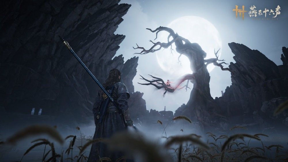 试玩会现场图，玩家在屏幕前体验《燕云十六声》新关卡，开发人员在一旁记录反馈