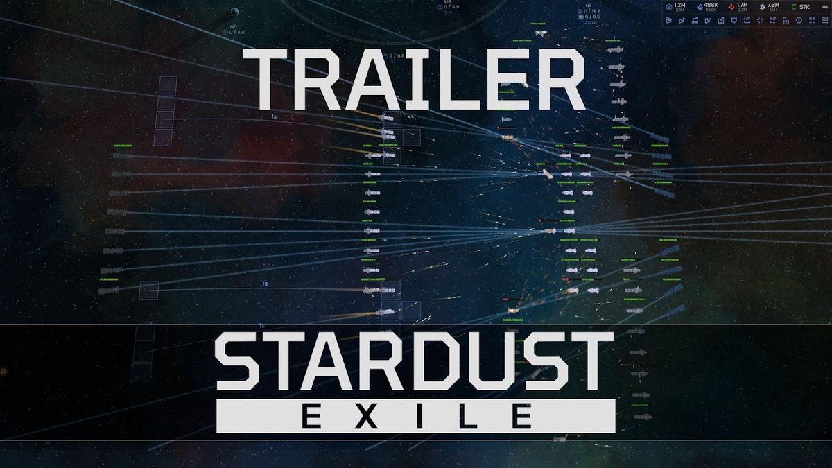 《星尘流放》游戏主界面展示，星系地图延展至深空，飞船在恒星间穿梭，视觉风格硬核科幻