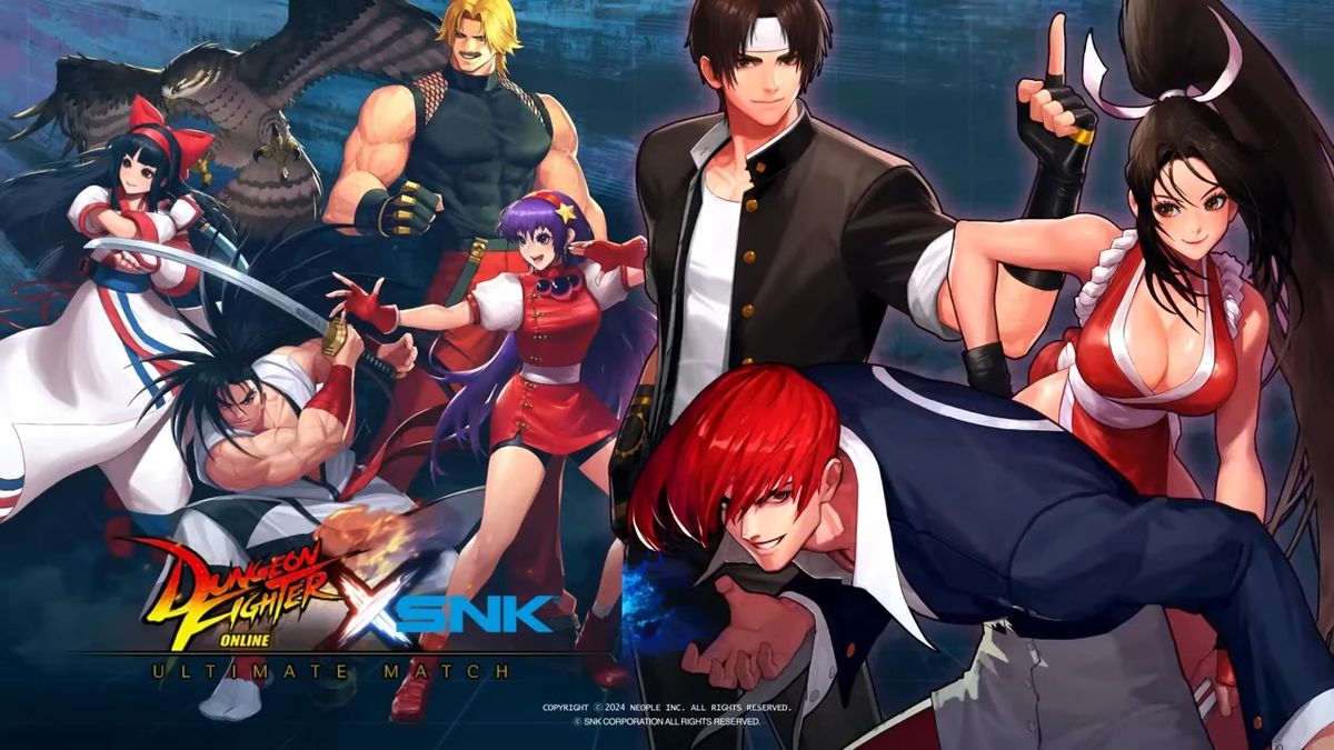 DNF与SNK联动地下城场景，草薙京释放大招火焰八稚女，画面充满日式格斗风格与DNF特效融合