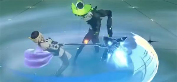 战斗中伊德海莉与敌人攻击对撞瞬间触发‘相杀上挑’，敌人被击飞并显示失衡状态图标