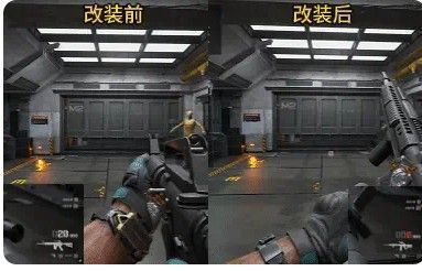 CAR-15改装后弹道测试画面，屏幕上显示弹着点分布图，密集集中在靶心区域，体现优异的控枪表现