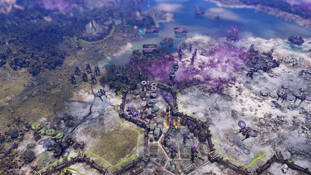 《Zephon》游戏主视觉图，展现废土世界中破败城市与异形生物共存的末日景象