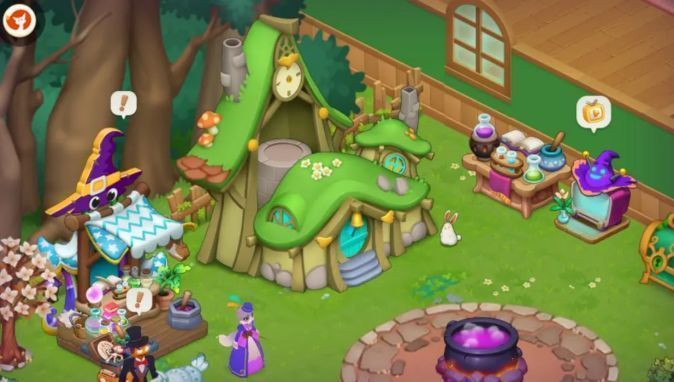 《梦幻魔法屋》游戏画面展示温馨治愈的魔法小屋建造与经营场景