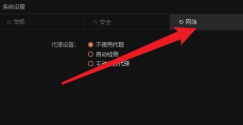 网络选项卡页面，展示代理设置与连接模式