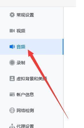 设置窗口左侧音频选项高亮显示，右侧为麦克风和扬声器测试区域