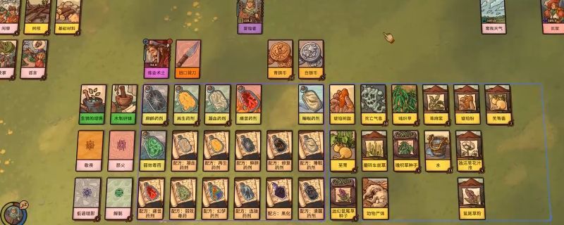 《炼金之道》炼药界面展示，显示药剂配方与所需属性：3痛苦、2歌谣、1虚无，玩家正准备投放材料但提示支柱不足