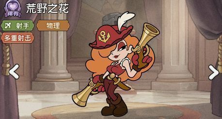 荒野之花属性面板展示，标注稀有品质、射手定位及物理伤害类型