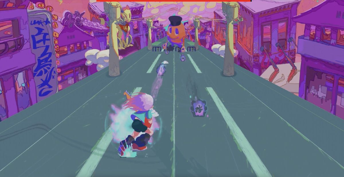 音乐选择界面，四种风格的演出者以卡片形式呈现，背景为动态舞台