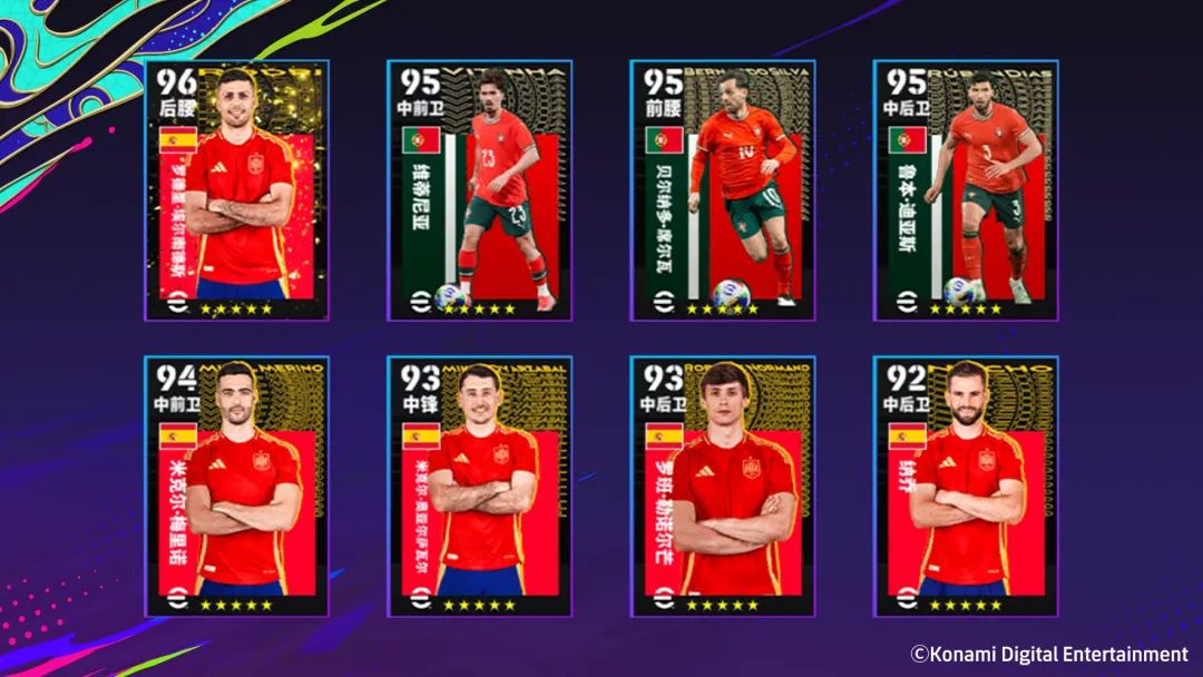 伊比利亚天才精选球员合集图，包含多名身穿西班牙与葡萄牙俱乐部球衣的高评分球员