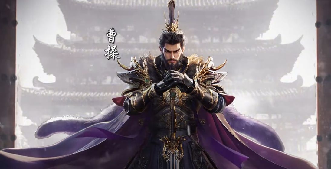 曹操属性面板截图，显示其统帅与智力成长值高于平均水平，兵种适配标注为骑兵和盾兵