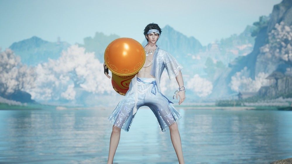 玩家角色骑乘‘窜天猴’在江湖小道上疾驰，双臂环抱坐骑，脚下离地半寸，速度感十足