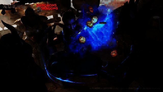 《龙与地下城》经典角色与魔法符号交织的史诗风格插画，背景浮现神秘符文与火焰光影