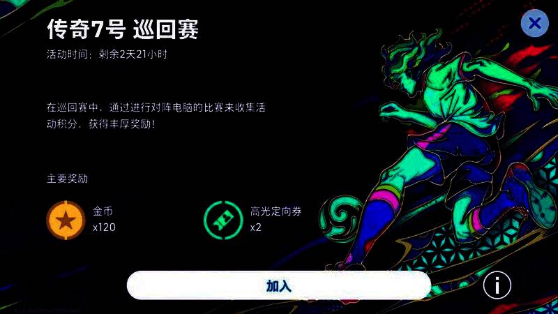 游戏内巡回赛界面截图，显示比赛进度、积分排行榜及奖励预览