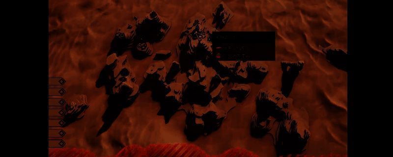 《沙丘：觉醒》中米赫娜地穴入口场景，位于小山顶部，周围是荒凉的沙漠地貌，岩石上刻有神秘符号