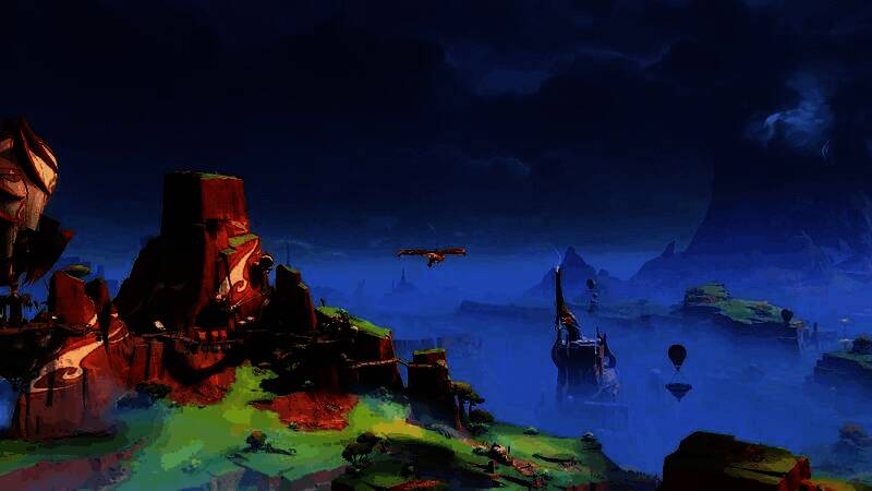 《原神》5.2版本PV截图，角色站在高崖之上眺望远方，天空布满奇异云层