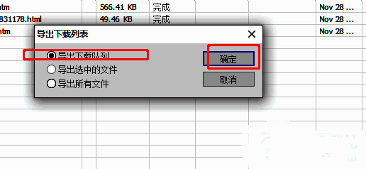 IDM导出设置窗口中勾选导出下载队列的选项界面截图