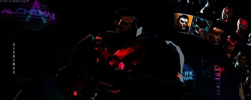 漫威争锋中惩罚者使用勾锁技能连接至高楼墙面，身体悬挂在城市建筑外侧，背景为夜幕下的都市战场