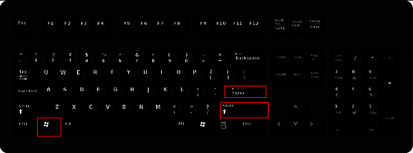 键盘快捷键Win加Shift加Enter操作示意图，提示用户如何触发全屏模式