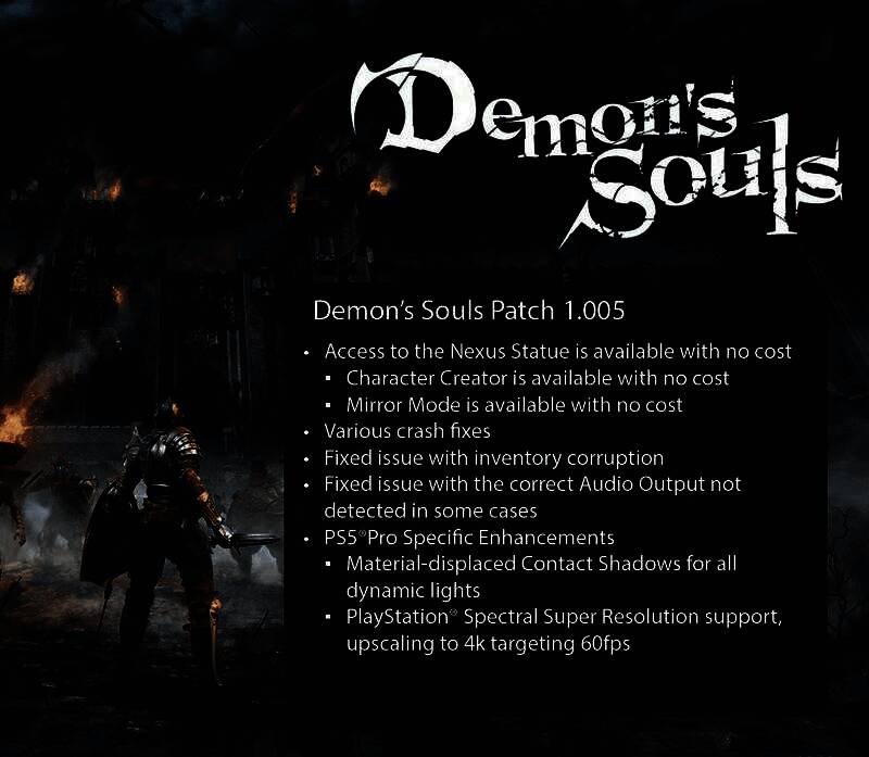 《恶魔之魂：重制版》PS5 Pro更新界面展示，屏幕上显示4K分辨率与60帧目标设置