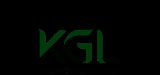 KADOKAWA Game Linkage公司LOGO，蓝色背景上白色文字与图标，设计简洁专业