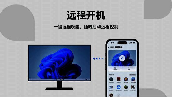 远程开机功能操作界面，显示设备状态为离线，点击“唤醒设备”按钮后状态变为在线