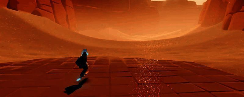 《海之剑》游戏初始场景，主角置身于幽暗洞窟之中，周围海水微光闪烁，远处隐约可见发光符文与通道入口