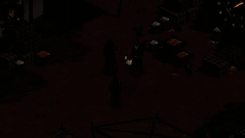 角色在藏经阁翻阅武学秘籍，书架林立，光影柔和