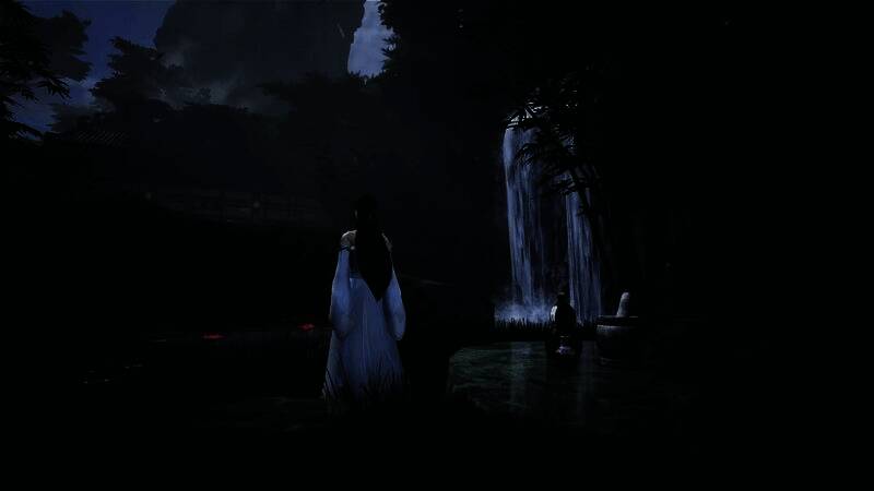 角色在悬崖边仰望星空，意境深远