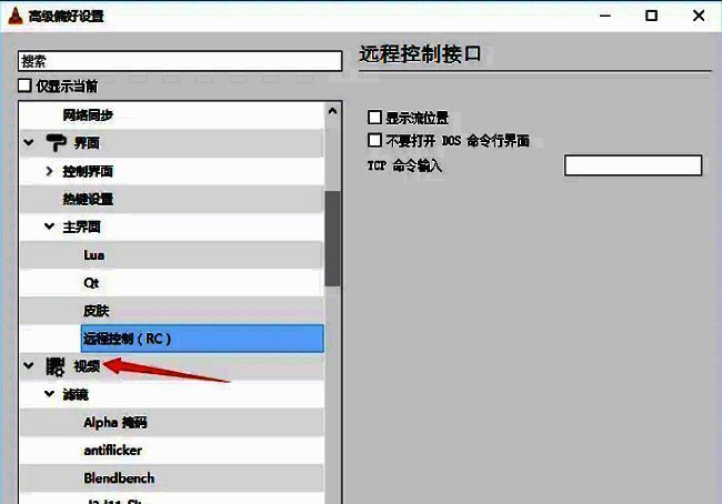 偏好设置中视频选项页面，左侧选中‘视频’，右侧列出相关参数