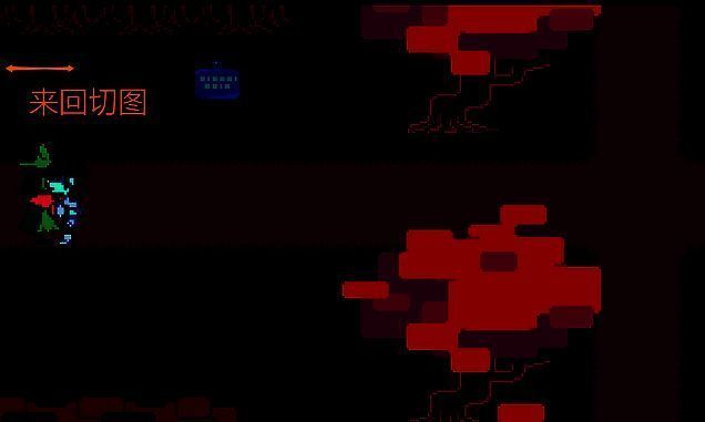 森林场景中一棵大树后方隐约可见一名站立的NPC，周围光线昏暗