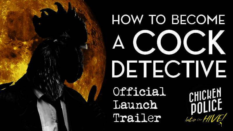 《公鸡神探：深入虫巢！》游戏封面，主角桑尼与马蒂两位公鸡侦探并肩站立，背景是霓虹闪烁的都市夜景，充满黑色电影氛围