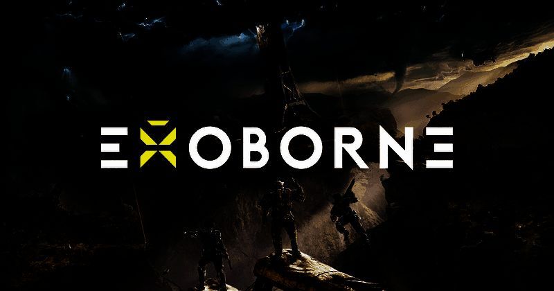 《Exoborne》游戏实机画面，展示角色在外星环境中战斗，环境充满异星植被与机械结构