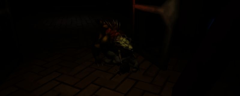 《非生物因素》游戏中玩家使用投网困住野狗的瞬间，背景为破败的仓库环境，氛围紧张