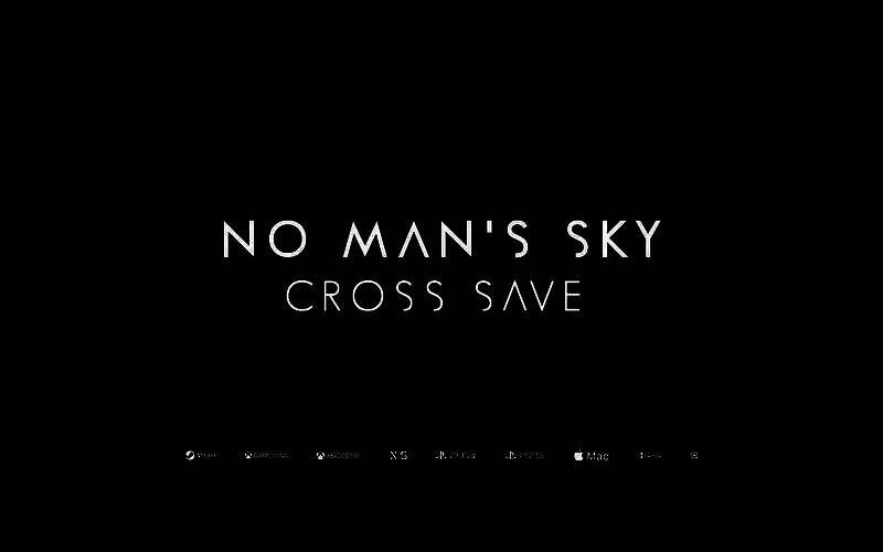《无人深空》跨平台存档功能宣传图，展示玩家在不同设备间无缝切换游戏进度的界面示意