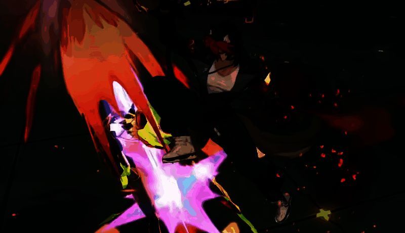 狛野真斗与其他角色组队战斗场景，火焰斩击覆盖全场，队友在其掩护下安全输出