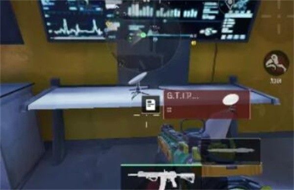 二楼走廊尽头的密码门，配有红色警示灯与交互面板