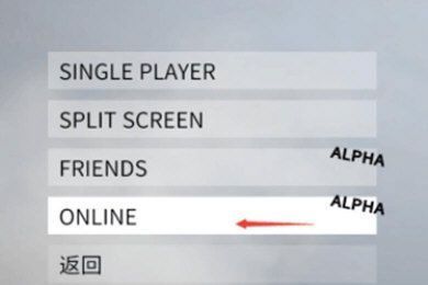 游戏加载完成后显示ONLINE按钮，提示玩家已进入在线联机模式的界面