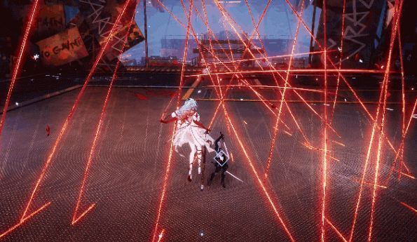 海伦与机械熊在幻时模式下合体攻击，舞台式特效展开，能量光柱贯穿战场，敌人被卷入爆炸漩涡