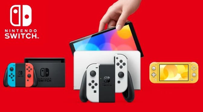 任天堂Switch2主机概念图，展示其与旧版Switch游戏卡带共存的场景