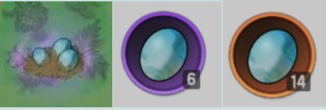 森之国食材图鉴界面，展示蓝鸟蛋与钴蓝鸟蛋的图标与品质颜色