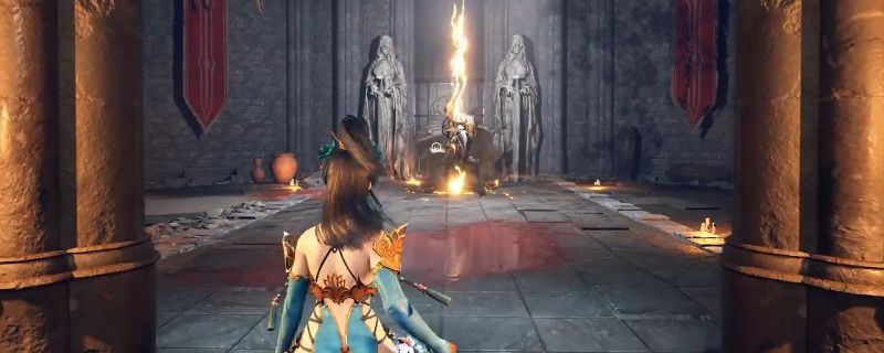 女弓箭手在地下城中对战巨型BOSS基努王，箭矢精准命中其头部，场景充满紧张战斗氛围