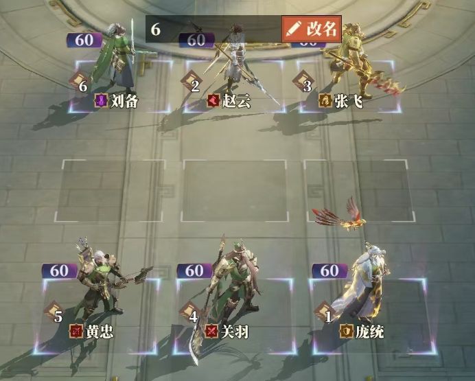 五虎上将阵容搭配示意图