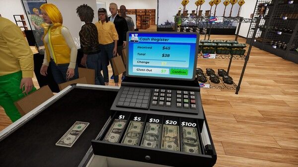 夜晚的水族店外景，霓虹灯招牌亮起，玻璃橱窗映出绚丽的海底光影