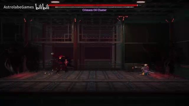 战斗瞬间，荆笠跃起挥刀斩向空中巨型鬼影，刀光划破黑暗