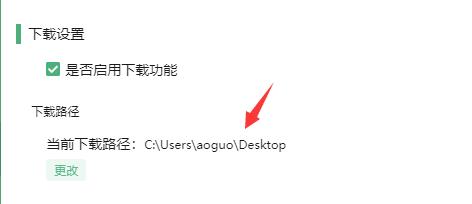 设置界面右侧显示下载路径的具体目录
